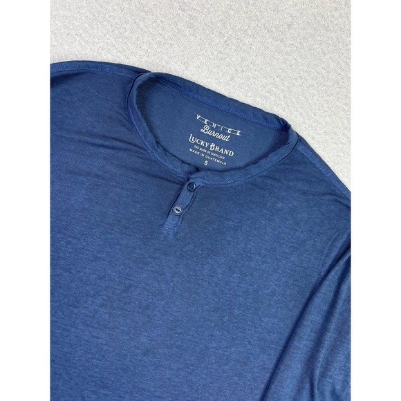 Lucky Brand Henley Shirt Mens Small Blue Venice Burnout Soft Long Sleeve Tee - Picture 3 of 8
